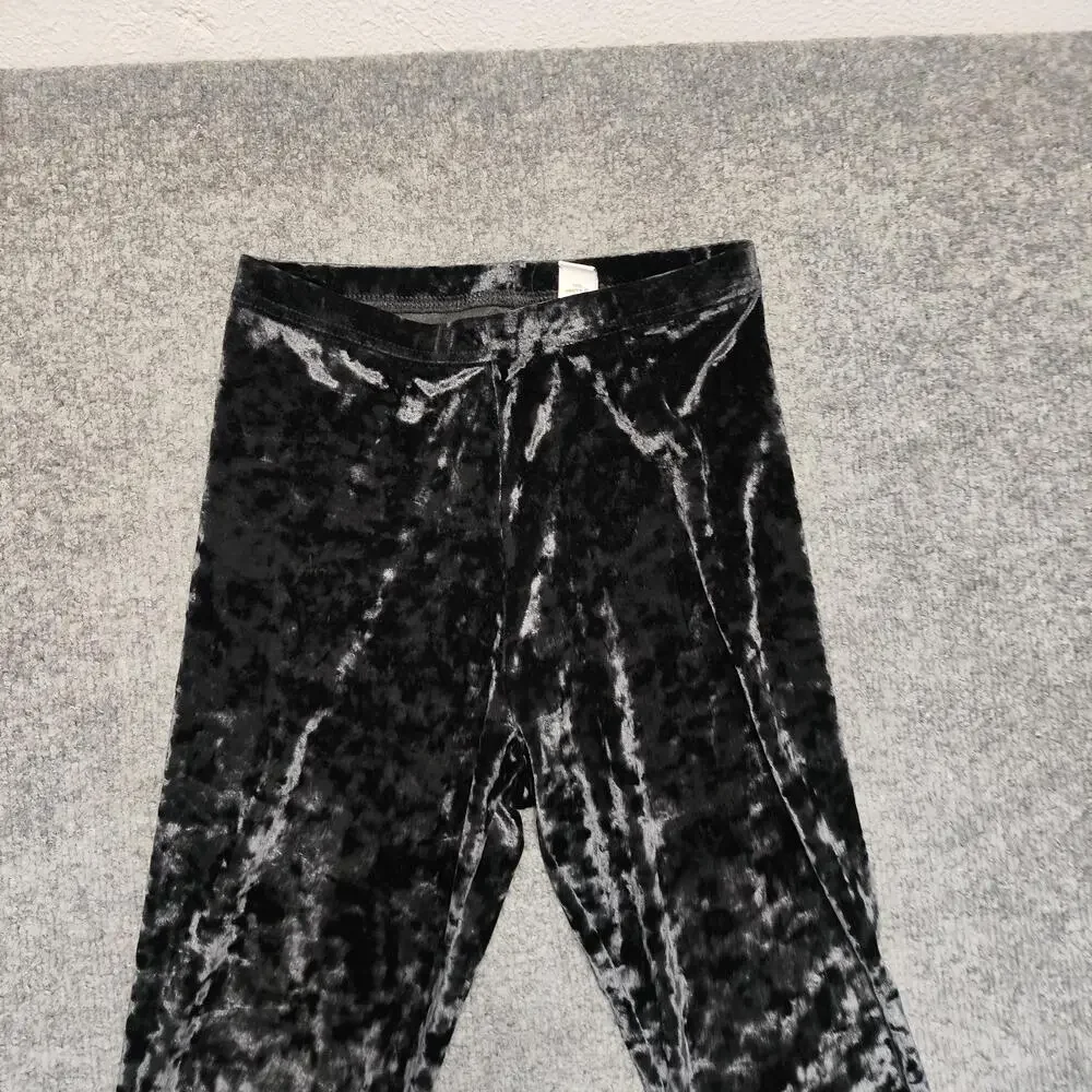 Old Navy Sweatpants Girls XL 14-16 Black Crushed Velvet Pull On Flare Leg